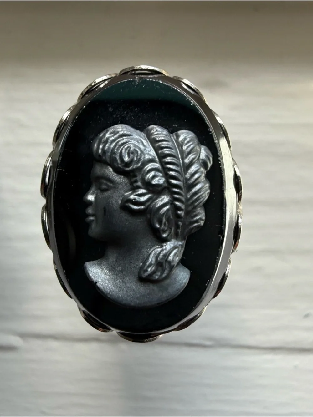 Vintage Dark Gray Cameo Cuff Links